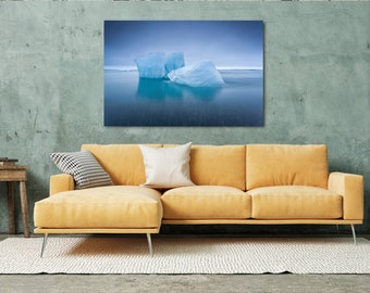 Iceland Icebergs | Beach | Nature | Landscape | Fine Art print | Iceberg | Home Décor | Canvas | Iceland | sunrise | Travel | Blue | Ocean