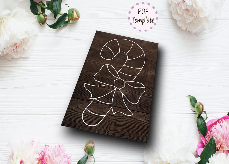 String Art Candy Cane Template Pattern Christmas Cande Cane Etsy