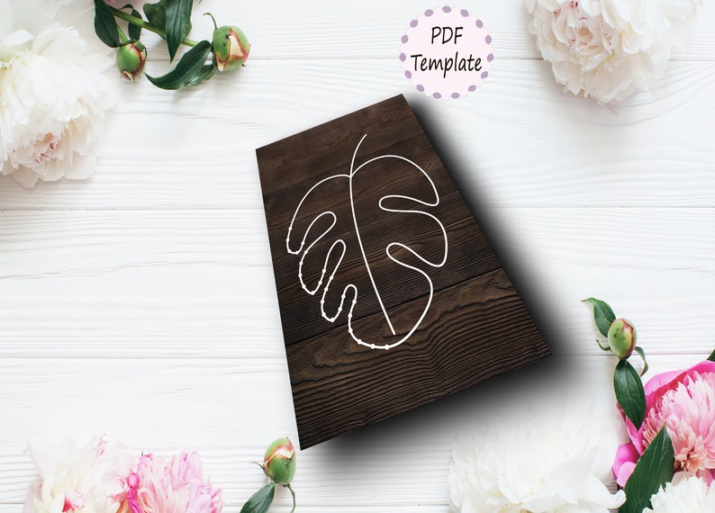 PDF Design DIY String Art Leave Home Decor String Art Template Leave Pattern Printable Stencil Leave