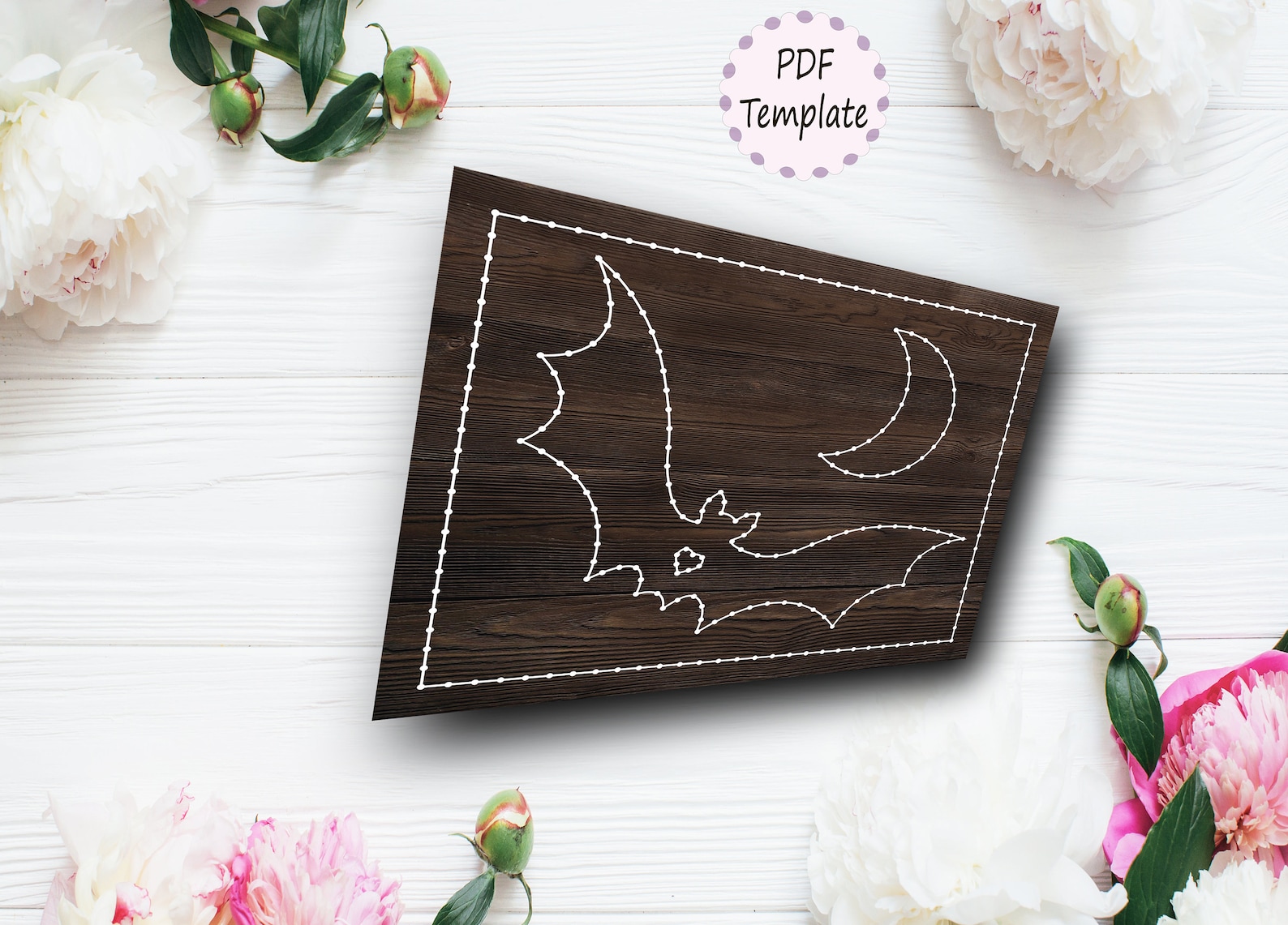 Halloween Bat String Art Template Pattern Bat String Art Etsy