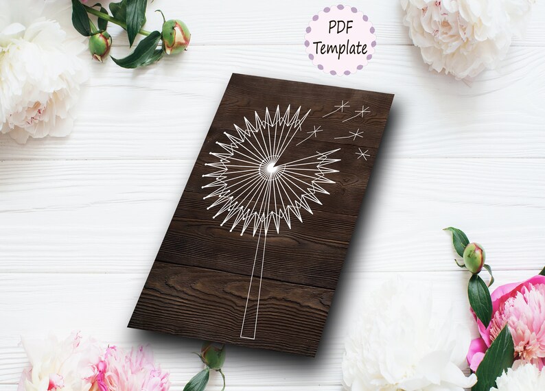 Dandelion String Art Template Pattern Dandelion PDF Design Etsy