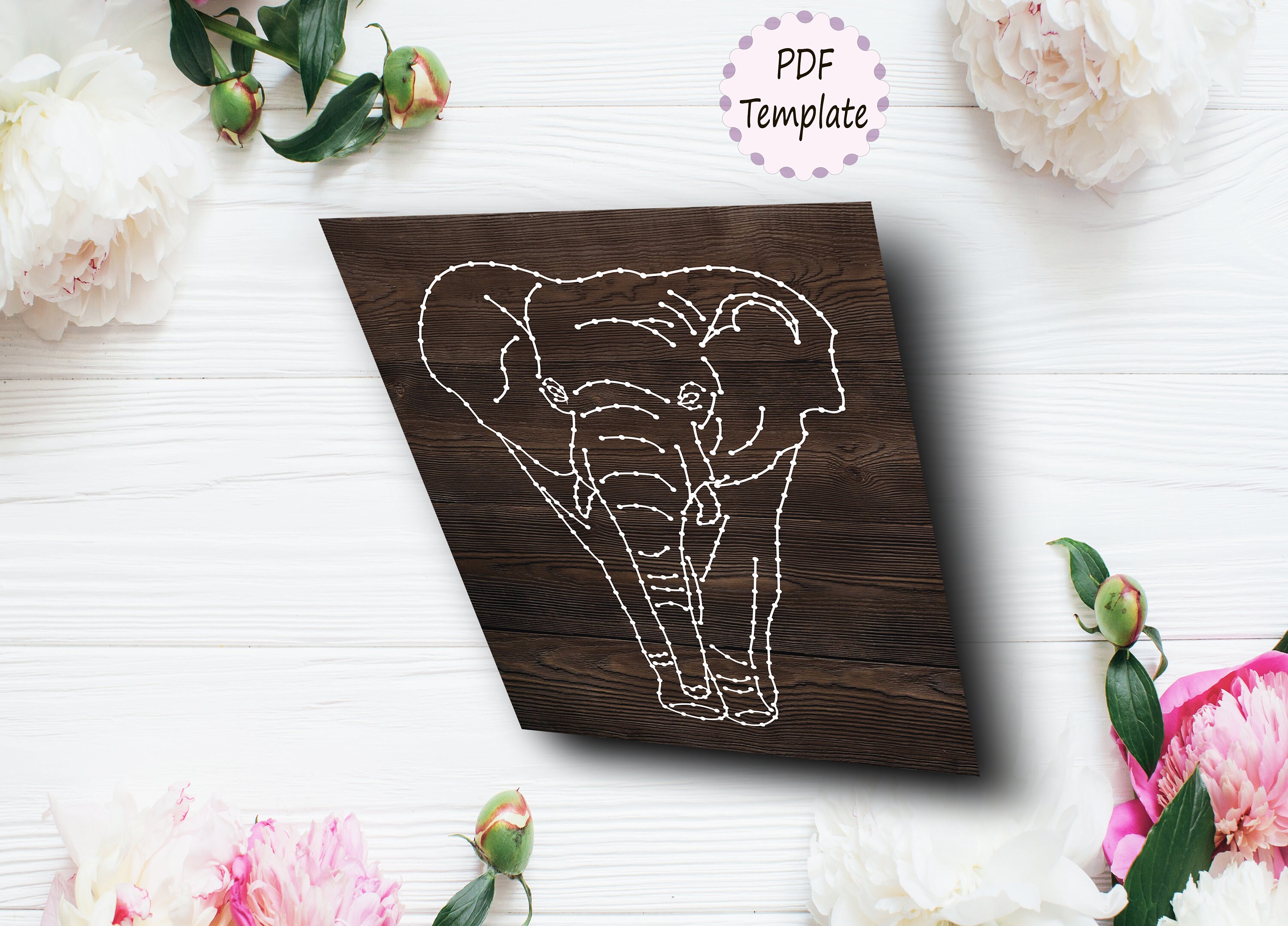 String Art Template Elephant Pattern Elephant Decor Model Etsy