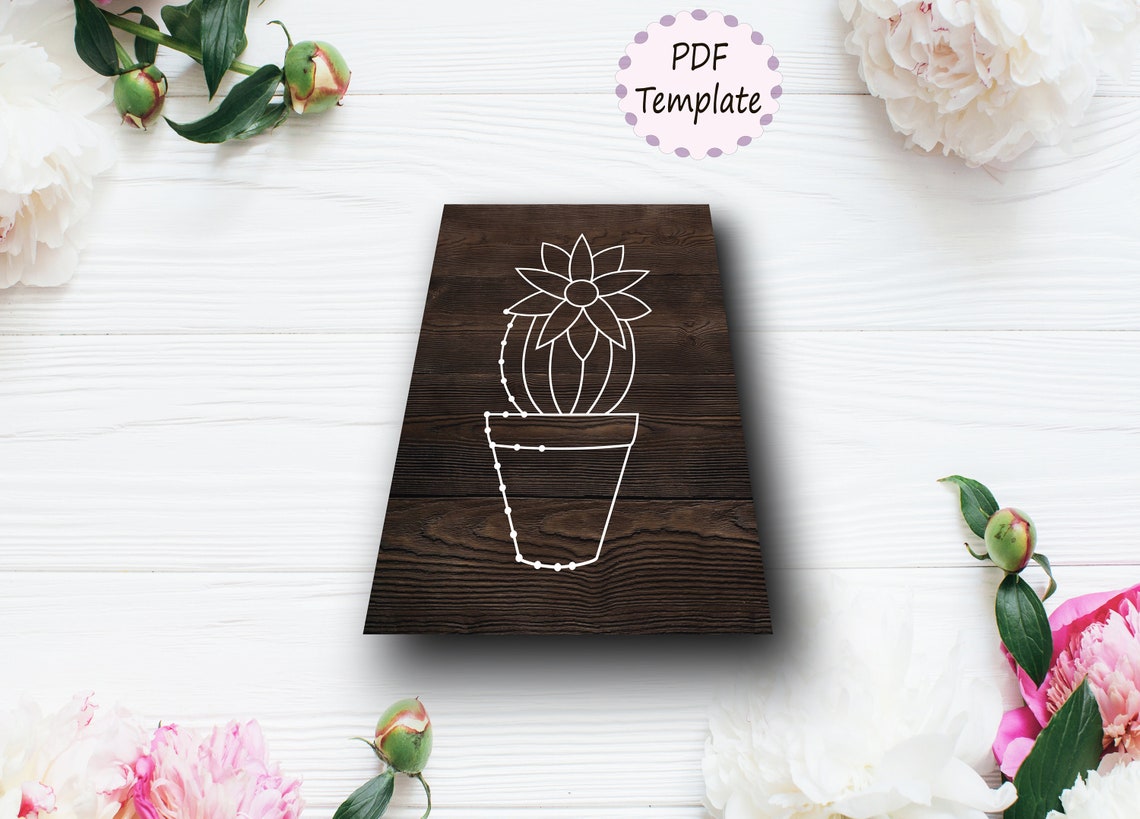 String Art Template Cactus Pattern Stencil Cactus PDF Design Etsy