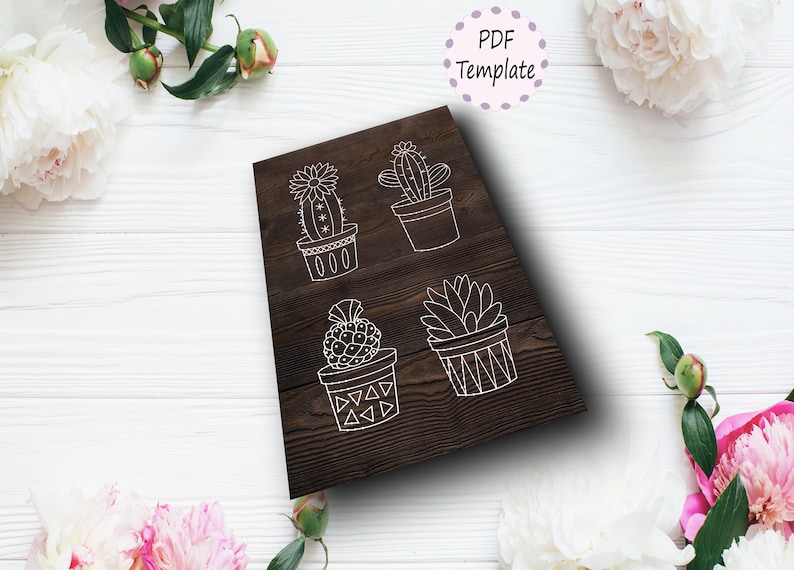 Printable Cactus String Art Template