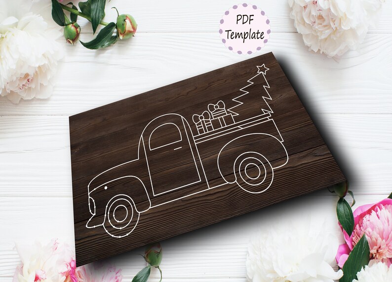 String Art Truck with Christmas Tree and Gifts Template | Etsy