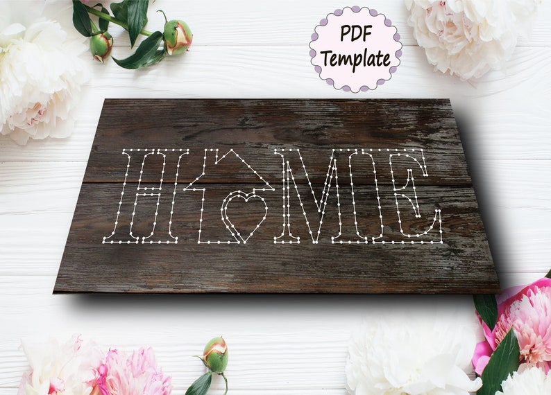String Art Template Pattern HOME PDF Design DIY String Art Etsy