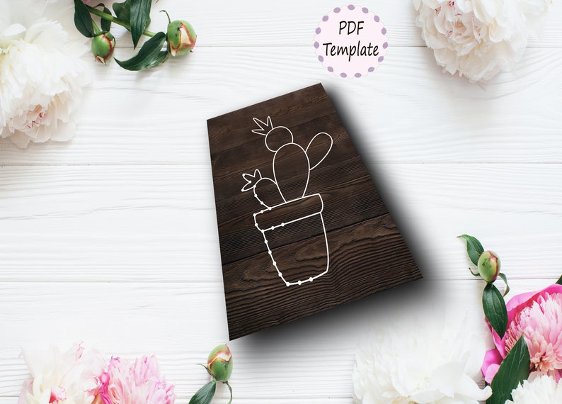 PDF Design DIY String Art Cactus Home Decor Pattern Stencil Cactus String Art Template Cactus