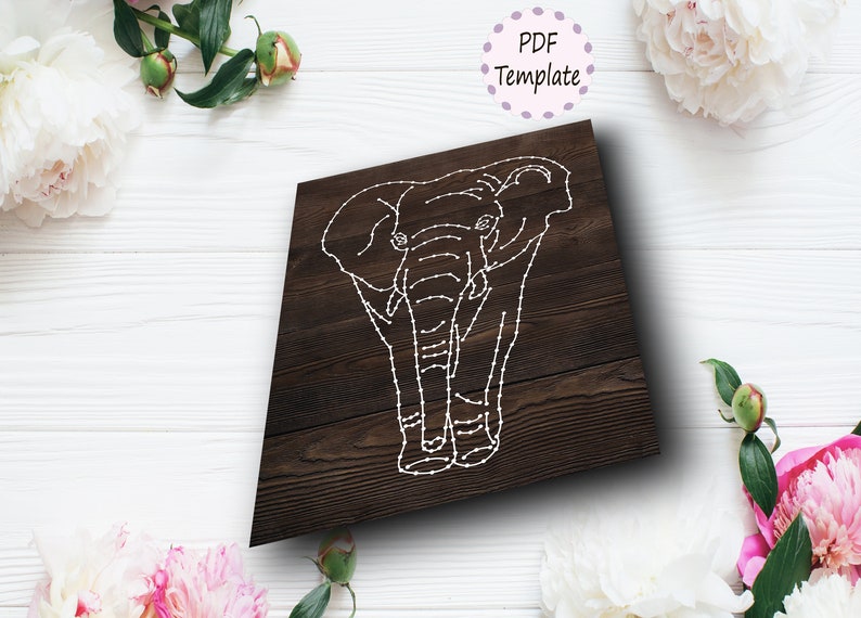 String Art Template Elephant Pattern Elephant Decor Model Etsy