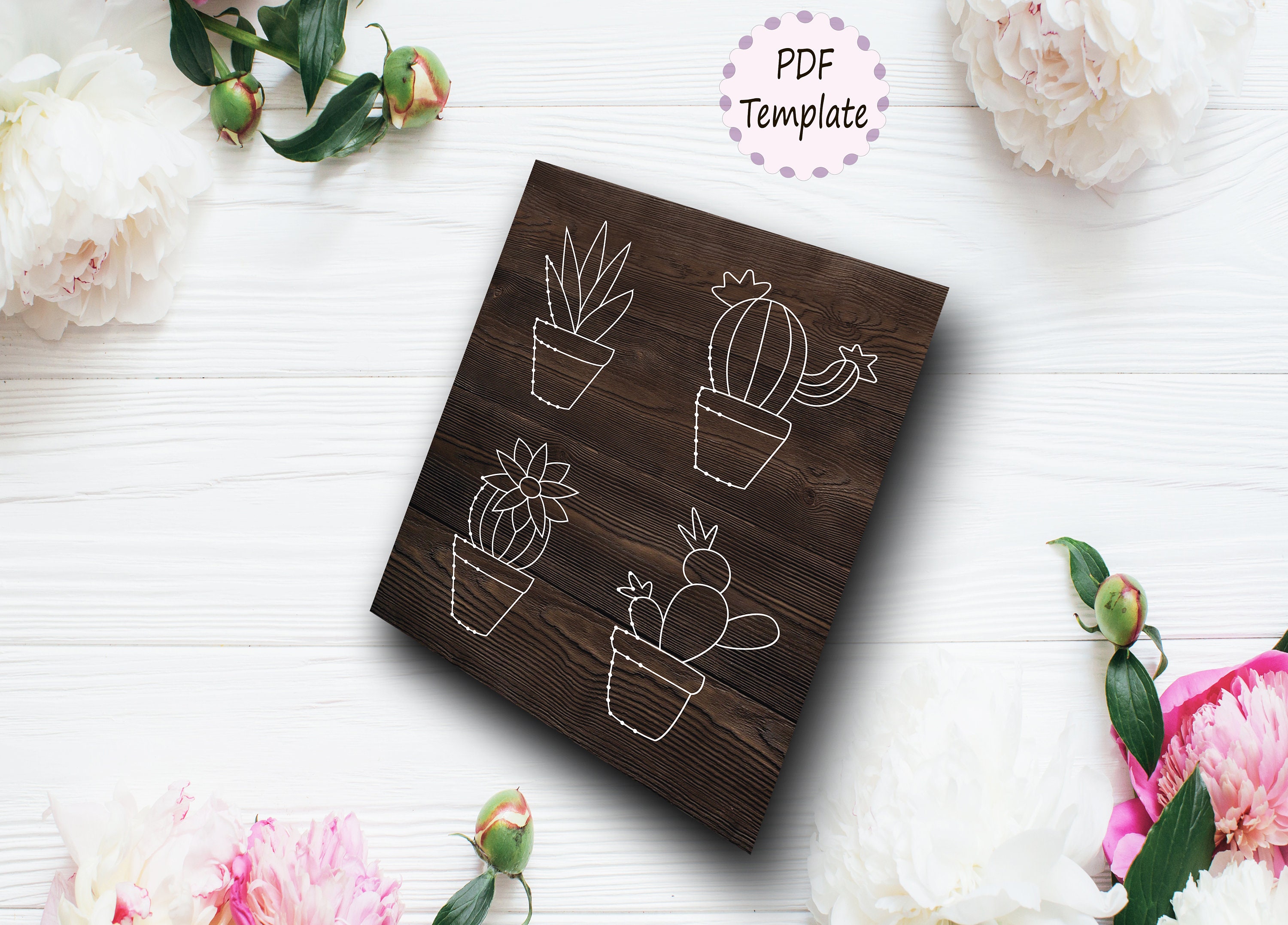 String Art Cactus Template Printable Pattern String Art 4 Etsy
