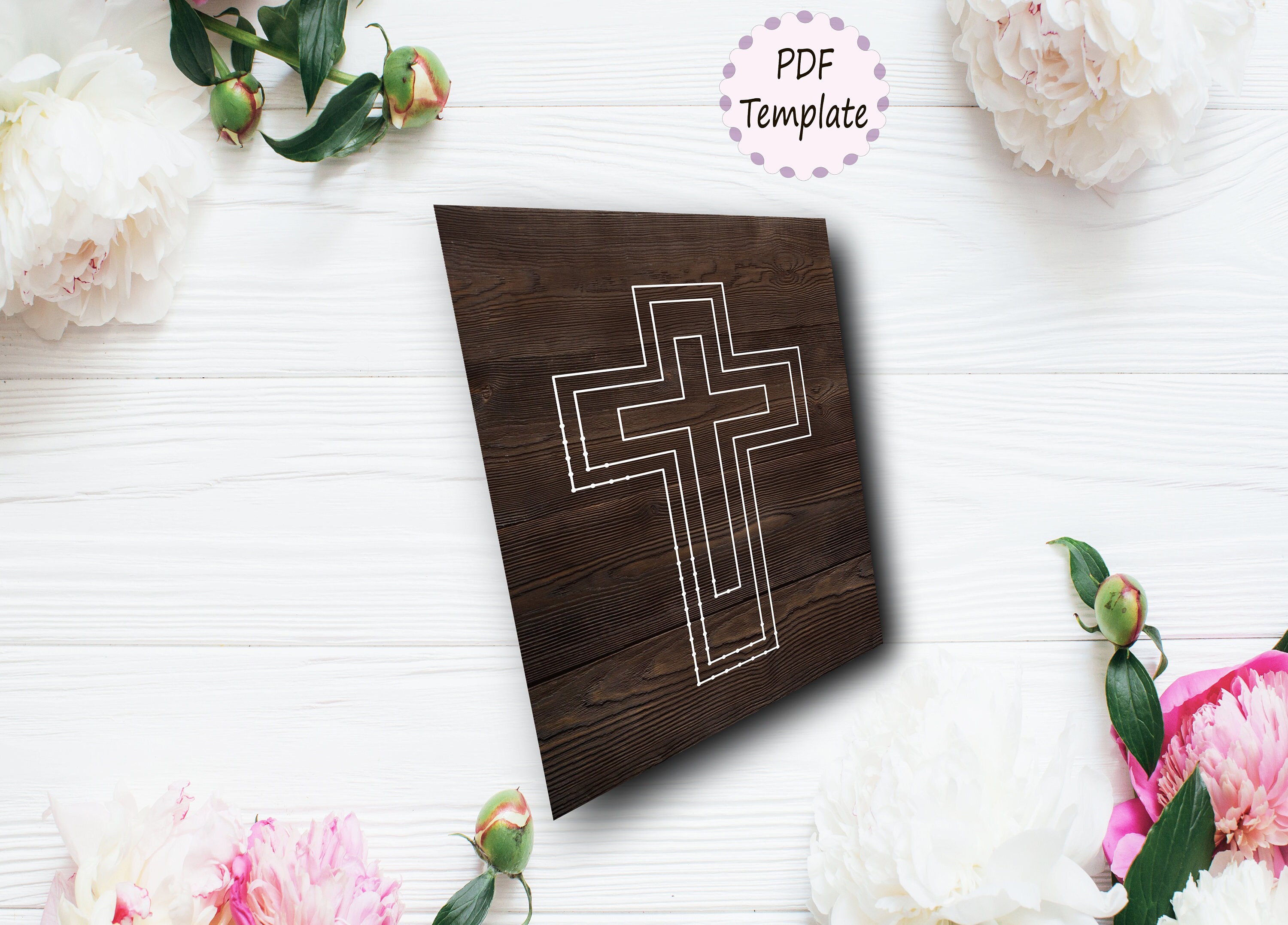 Cross String Art Pattern Printable Template String Art Cross | Etsy