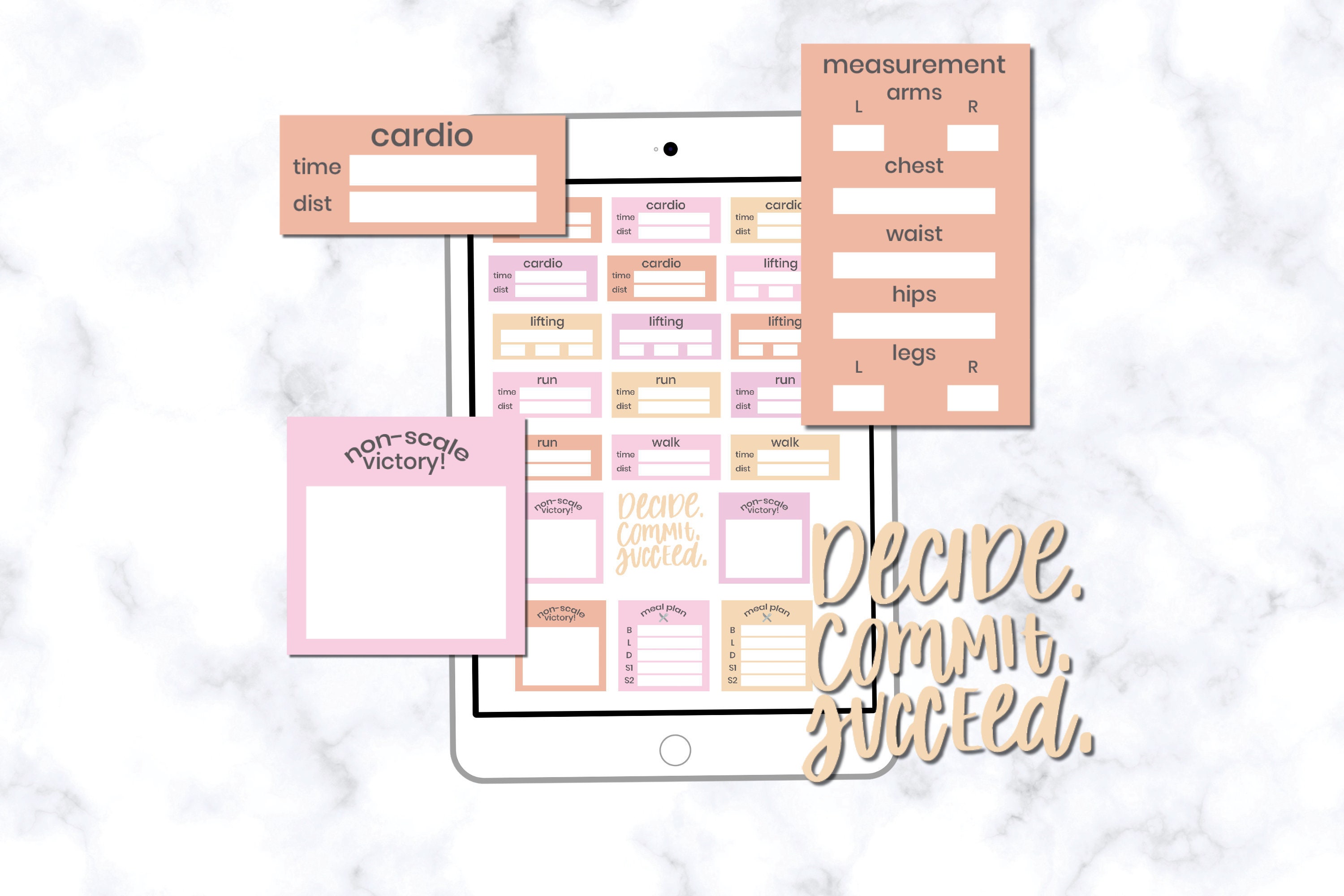 Clip Art Pink Fitness Tracker Digital Stickers for Goodnotes 5 Workout