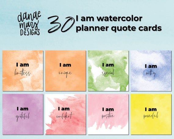 Watercolor Positive Affirmation Planner Cards I Am Printable Etsy Watercolor Positive Affirmation Planner Cards I Am Printable Etsy