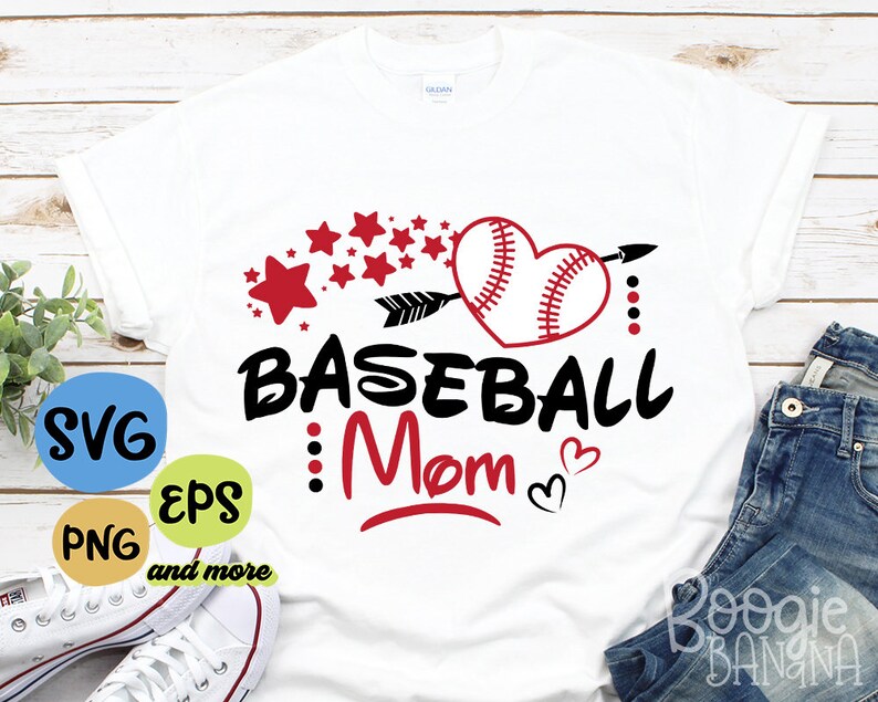 Download Baseball Mom Heart and Stars Svg Eps Png Layered Cut File ...