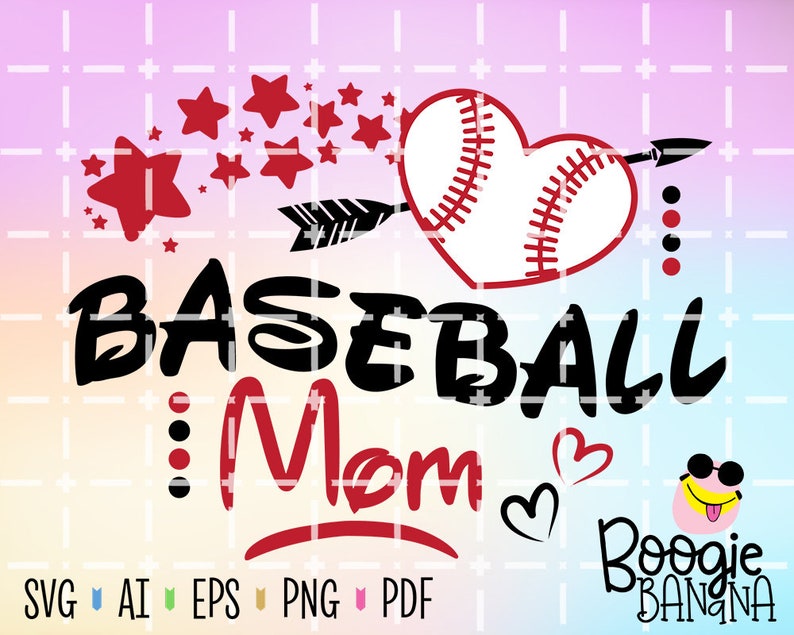 Download Baseball Mom Heart and Stars Svg Eps Png Layered Cut File ...