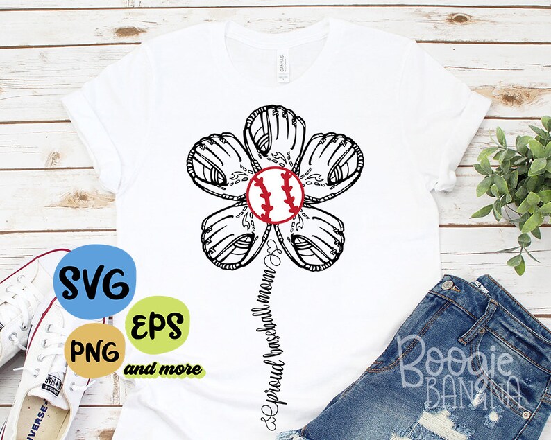 Download Proud Baseball Mom Flower Svg Eps Png Layered Cut File | Etsy
