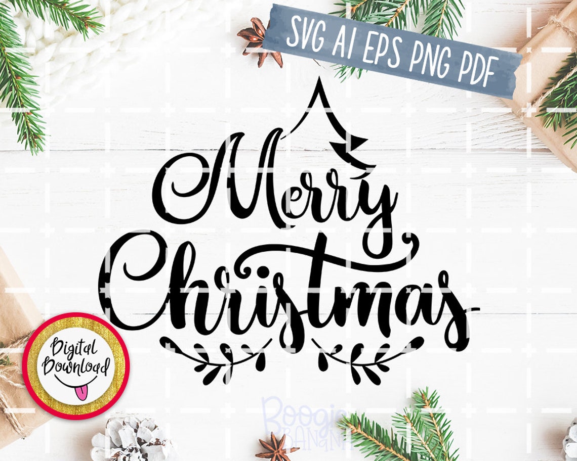 Merry Christmas Tree Svg Eps Png Pdf Cut File Holidays Svg | Etsy