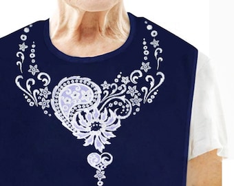 Classy Pal Adult Bib para mujeres con diseño bordado impermeable, reutilizable y lavable (collar de encaje)