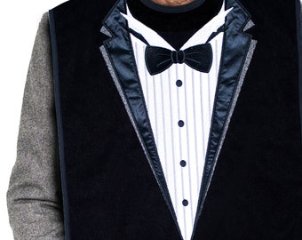 Classy Pal Adult Bib for Men with Embroidered Design Waterproof, Reusable & Washable (Tuxedo)