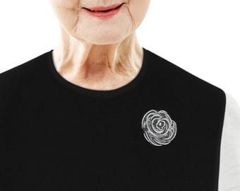 Classy Pal Adult Bib for Women with Embroidered Design. Waterproof, Reusable & Washable (Silver Brooch)