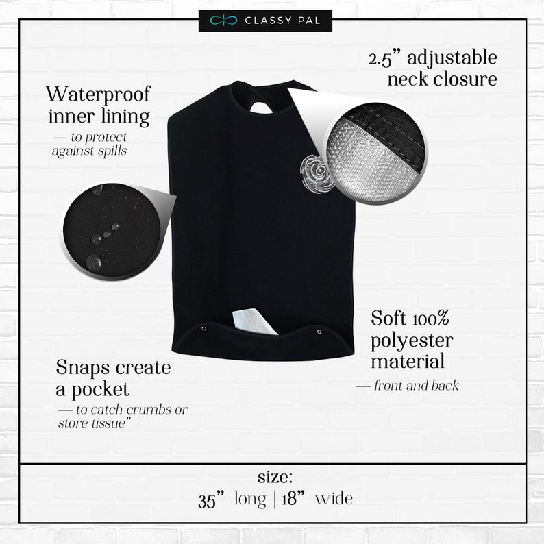 Classy Pal Adult Bib for Women with Embroidered Design. image 8