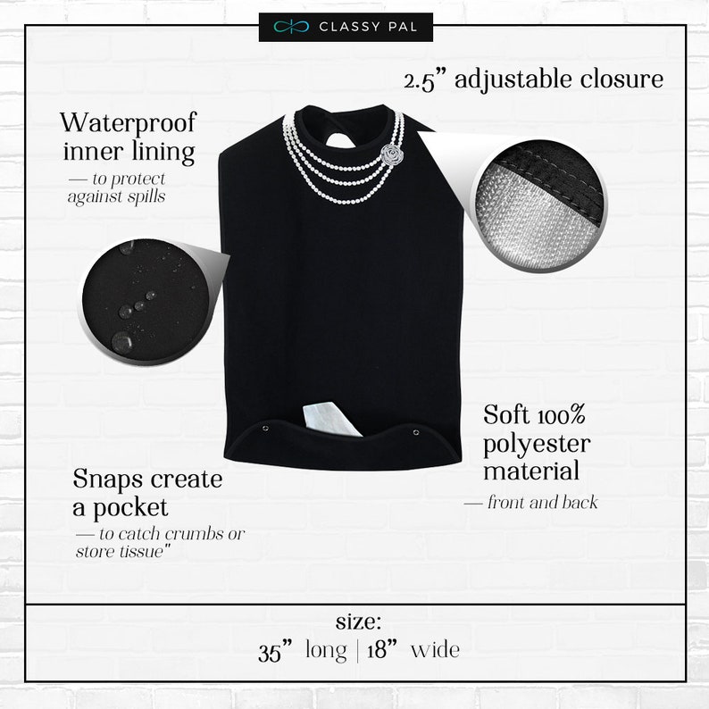 Classy Pal Adult Bib for Women with Embroidered Design image 2