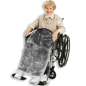 Manta para silla de ruedas de forro polar azul marino Classy Pal con bolsillo para el regazo Gris