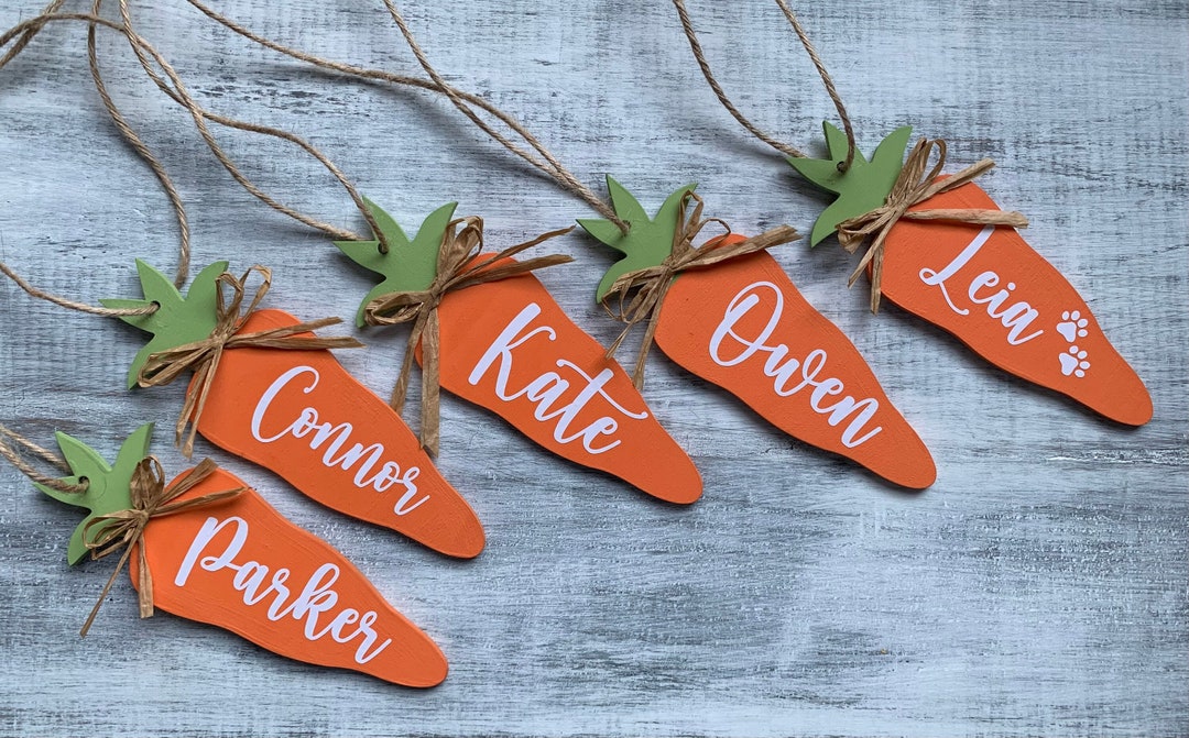 Easter Basket Name Tag Personalized Carrot Tags Spring Etsy