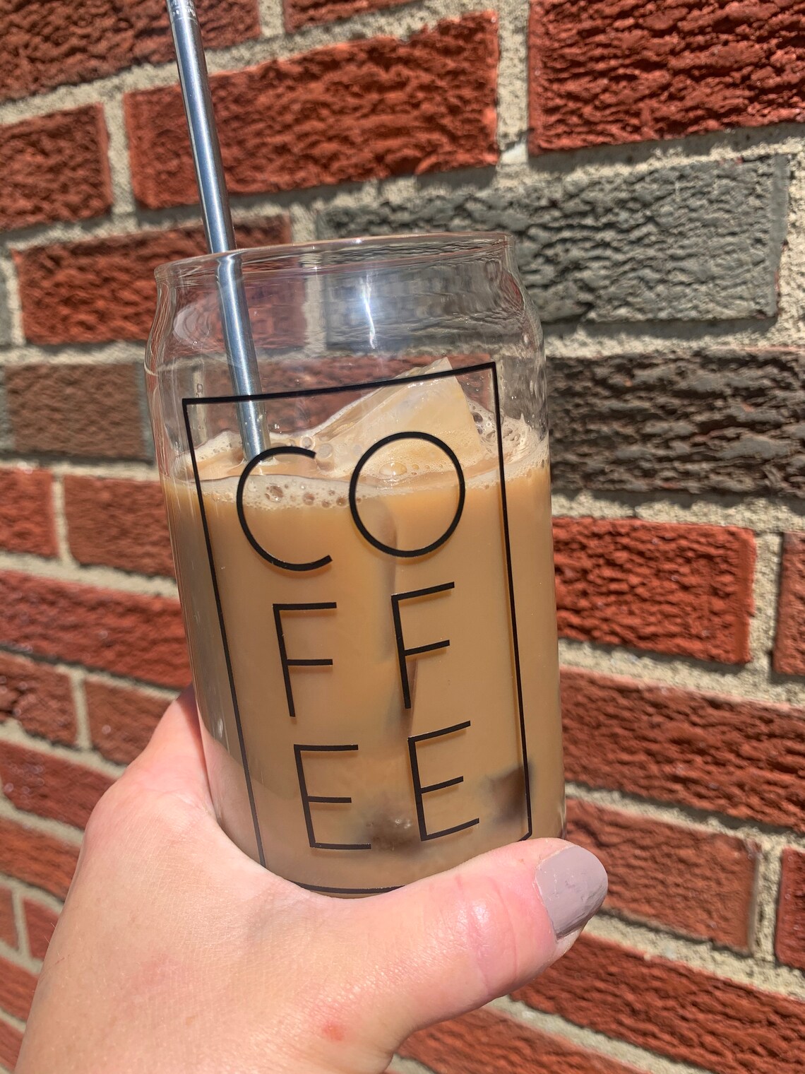 Iced Coffee Beer Can Glass Simple Mug Simplistic Coffee Etsy