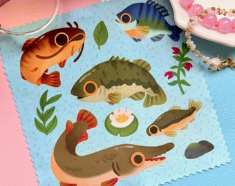 Freshwater Fish Microfiber Cleaning Cloth