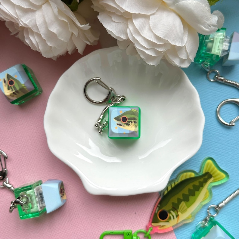 Silly Fish Keychain Large Mouth Bass Clicky Fidget Keychain - Etsy