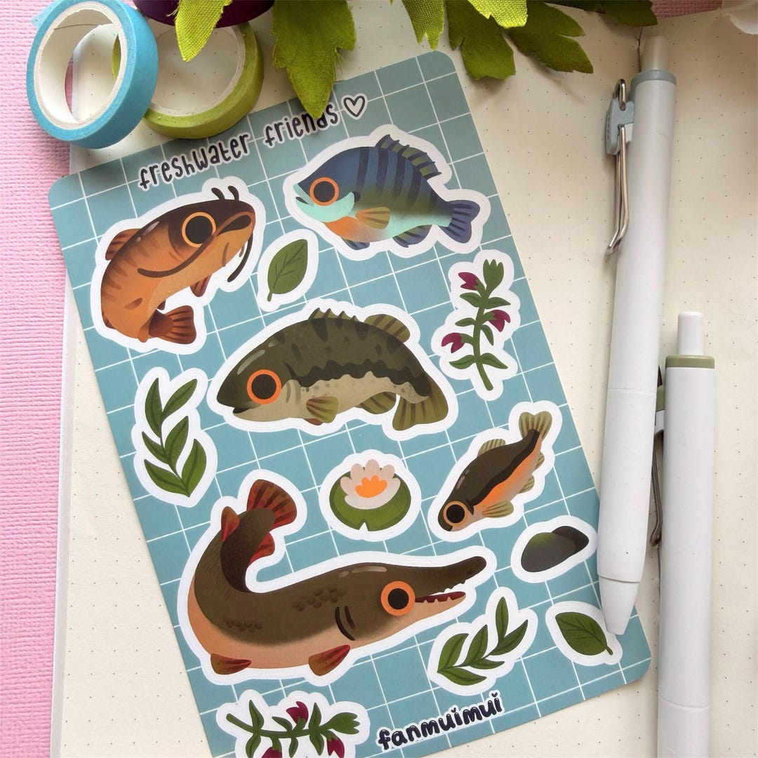 Fish / Freshwater Friends Vinyl Sticker Sheet (A6) - Etsy