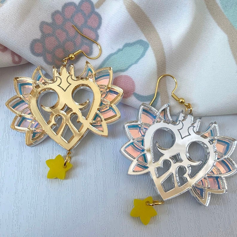 Kingdom Hearts | Sora & Riku Acrylic Earrings | Iridescent Gold/Silver