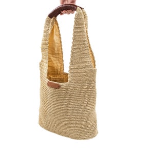 Handmade Artisan Raffia Handbag with Leather, Gift for Her, Natural Straw Raffia Bag, Raffia and Leather Tote, Boho Summer Bag, Beach Bag