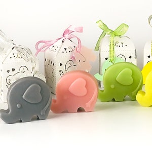 Favors Baby Shower Elephant Soap Boy Girl Baby little peanut Beautiful Packaging Free personalized tag Baby powder option  Handmade USA