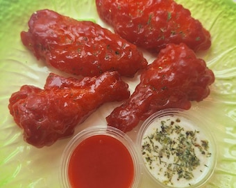 Buffalo Wings Soap Realistic Fake Food Wing Lover Gift Game Day Party Funny Gag Gift for Him Dad Stocking Stuffer Sauce Add-On Set Handmade