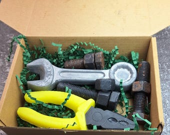 Bolts and Nuts Soap Set Realistic Tools Gag Gift for Men Mechanic Dad Gift Stocking Stuffer White Elephant Funny Birthday Handmade USA