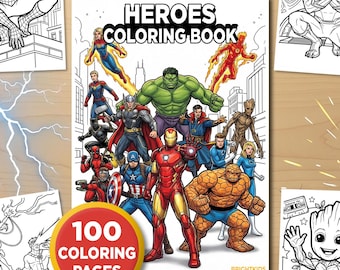 Libro de Colorear Héroes Marvel: 100 Páginas de Superhéroes, PDF A4, Descarga Instantánea