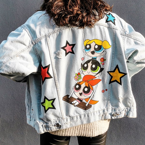 POWERPUFF GIRLS - chaqueta vaquera pintada