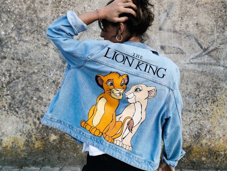 THE LION KING hand painted denim jacket Gender Neutral Adult
