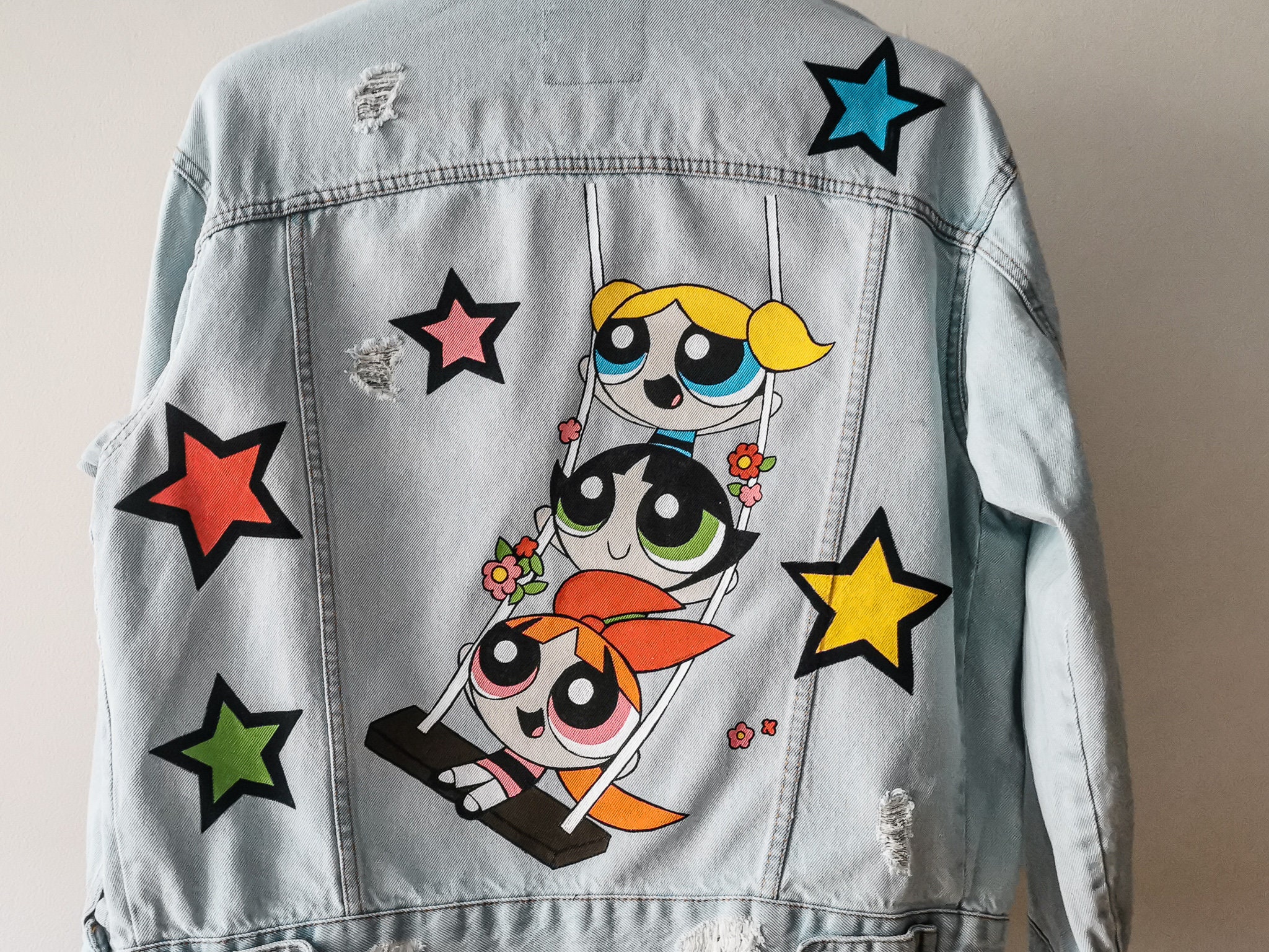 POWERPUFF GIRLS Painted Denim Jacket Etsy