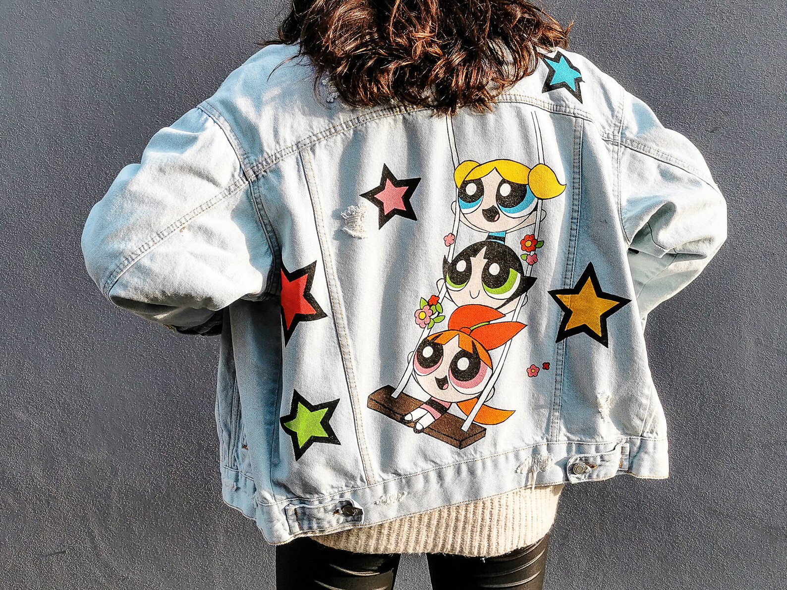 POWERPUFF GIRLS Painted Denim Jacket Etsy