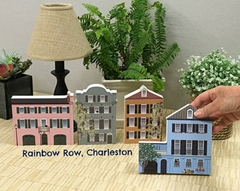 Cats Meow Village Charleston South Carolina, Rainbow Row #5, 7, 8, 10 Collection