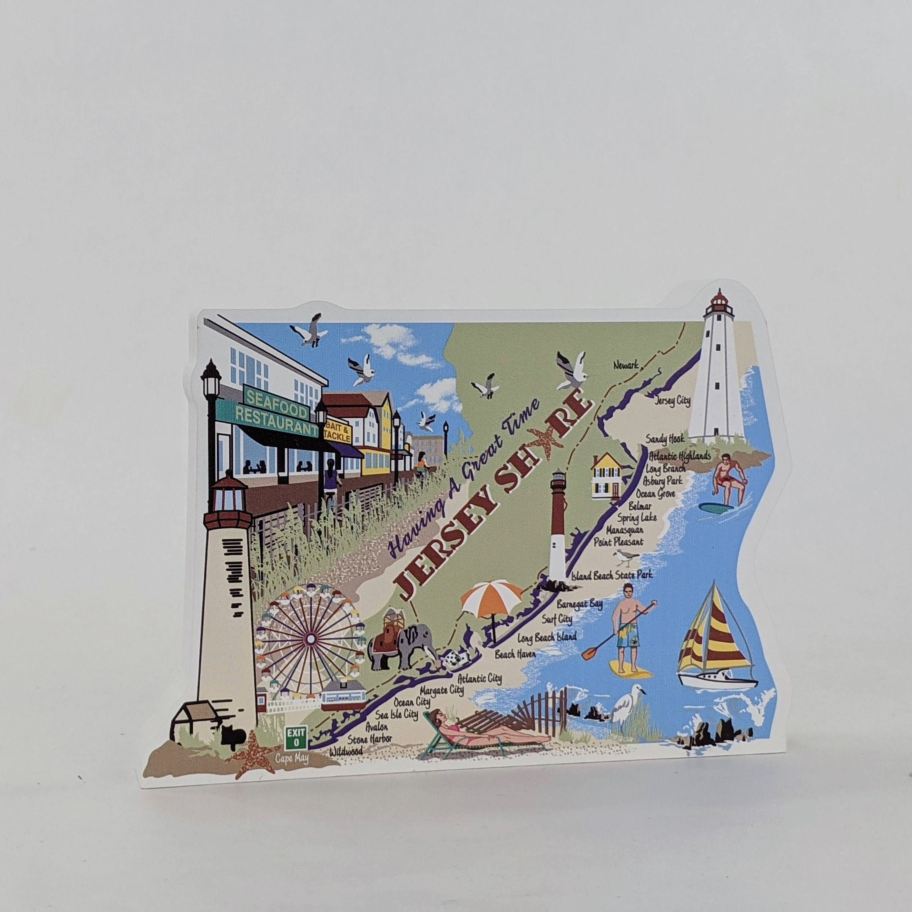 Jersey Shore Cats Meow/ Jersey Shore Map/ Jersey Beach/ New Etsy