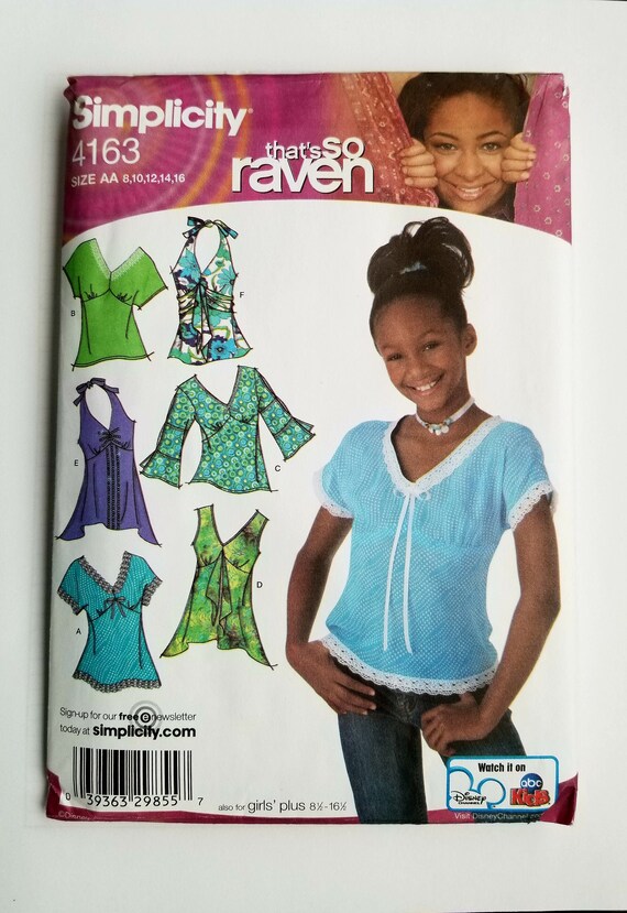 Simplicity Sewing Pattern 4163 Girls Child Top Tops Size 8-16 Uncut New