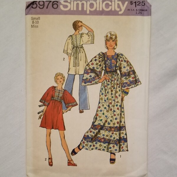 Vintage Simplicity 5976 Misses' Caftan in 2 Lengths Size Small 8-10 Uncut Factory Folded