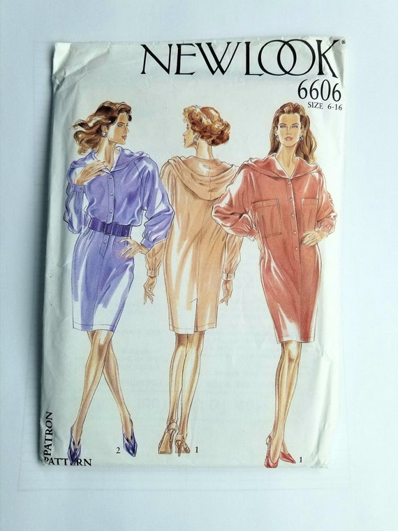 New Look 6606 Womens Hooded Button Down Dress Sewing Pattern | Etsy