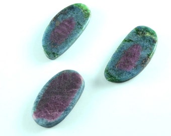 Perfect Ruby Zoisite Unpolished Slices 3 Piece Pair Nice Quality Ruby Zoisite Slice Stone 58 Carats Beautifull Pair