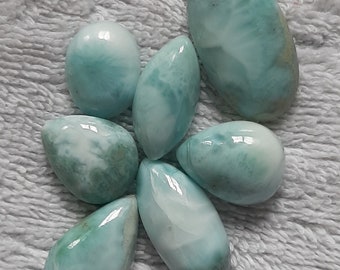 96 Carats Natural Larimar Cabochons Natural Larimar Smooth Cabochons 7 Pieces AAA Quality