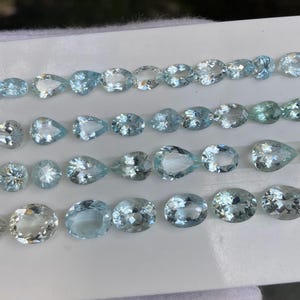 Natural Aquamarine Faceted Cut‑Stone Lot – Blue Beryl Mixed Shapes, Jewelry Supply, March Birthstone Wholesale
