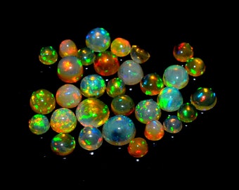 Brilliant Ethiopian Opal Round Cabochons fire like Opals for Sale only round cabochons mix Color Opals (White, Black, Yellow, Orange)